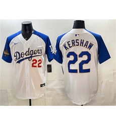 Men's Los Angeles Dodgers #22 Clayton Kershaw White Royal 2025 World Series Champions Limited Stitched Baseball Jersey