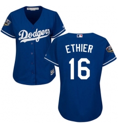 Women's Majestic Los Angeles Dodgers #16 Andre Ethier Authentic Royal Blue 2018 World Series MLB Jersey