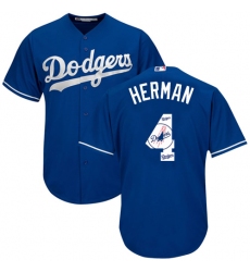 Men's Majestic Los Angeles Dodgers #4 Babe Herman Authentic Royal Blue Team Logo Fashion Cool Base MLB Jersey