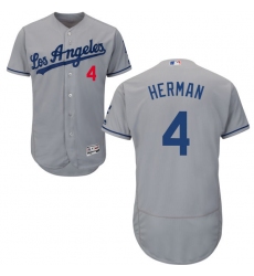 Men's Majestic Los Angeles Dodgers #4 Babe Herman Grey Flexbase Authentic Collection MLB Jersey