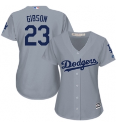 Women's Majestic Los Angeles Dodgers #23 Kirk Gibson Authentic Grey Road Cool Base MLB Jersey