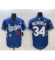 Men's Los Angeles Dodgers #34 Fernando Valenzuela Royal 2025 Tokyo Series Limited Stitched Baseball Jersey