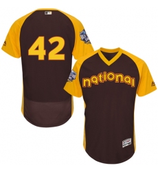 Men's Majestic Los Angeles Dodgers #42 Jackie Robinson Brown 2016 All-Star National League BP Authentic Collection Flex Base MLB Jersey