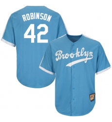 Men's Mitchell and Ness Los Angeles Dodgers #42 Jackie Robinson Authentic Light Blue Throwback MLB Jersey