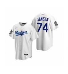 Men's Los Angeles Dodgers #74 Kenley Jansen White 2020 World Series Replica Jersey