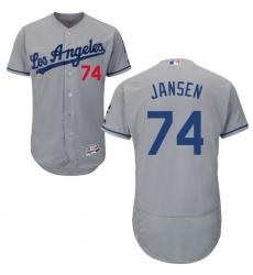 Men's Majestic Los Angeles Dodgers #74 Kenley Jansen Grey Flexbase Authentic Collection MLB Jersey