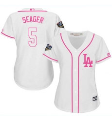 Women's Majestic Los Angeles Dodgers #5 Corey Seager Authentic White Fashion Cool Base 2018 World Series MLB Jersey