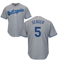 Youth Majestic Los Angeles Dodgers #5 Corey Seager Authentic Grey Road Cool Base MLB Jersey