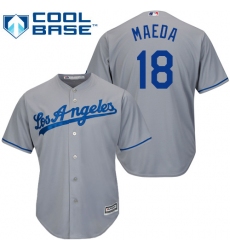 Youth Majestic Los Angeles Dodgers #18 Kenta Maeda Authentic Grey Road Cool Base MLB Jersey