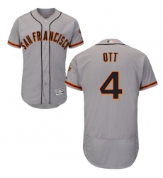 Men's Majestic San Francisco Giants #4 Mel Ott Grey Road Flex Base Authentic Collection MLB Jersey