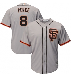 Men's Majestic San Francisco Giants #8 Hunter Pence Replica Grey Road 2 Cool Base MLB Jersey