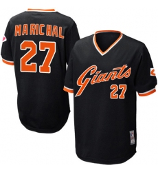 Men's Mitchell and Ness San Francisco Giants #27 Juan Marichal Replica Black Throwback MLB Jersey