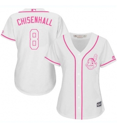 Women's Majestic Cleveland Indians #8 Lonnie Chisenhall Authentic White Fashion Cool Base MLB Jersey