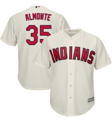 Youth Majestic Cleveland Indians #35 Abraham Almonte Authentic Cream Alternate 2 Cool Base MLB Jersey