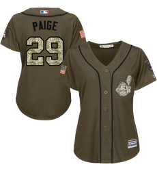Women's Majestic Cleveland Indians #29 Satchel Paige Authentic Green Salute to Service MLB Jersey