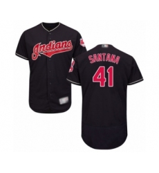 Men's Cleveland Indians #41 Carlos Santana Navy Blue Alternate Flex Base Authentic Collection Baseball Jersey