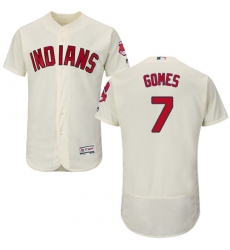 Men's Majestic Cleveland Indians #7 Yan Gomes Cream Alternate Flex Base Authentic Collection MLB Jersey