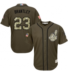 Youth Majestic Cleveland Indians #23 Michael Brantley Authentic Green Salute to Service MLB Jersey