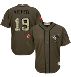 Youth Majestic Toronto Blue Jays #19 Jose Bautista Replica Green Salute to Service MLB Jersey