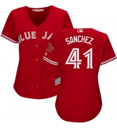 Women's Majestic Toronto Blue Jays #41 Aaron Sanchez Replica Scarlet Alternate MLB Jersey