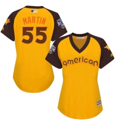 Women's Majestic Toronto Blue Jays #55 Russell Martin Authentic Yellow 2016 All-Star American League BP Cool Base MLB Jersey