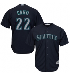 Men's Majestic Seattle Mariners #22 Robinson Cano Replica Navy Blue Alternate 2 Cool Base MLB Jersey