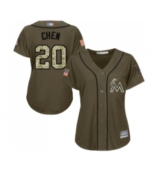 Women's Miami Marlins #20 Wei-Yin Chen Authentic Green Salute to Service Baseball Jersey