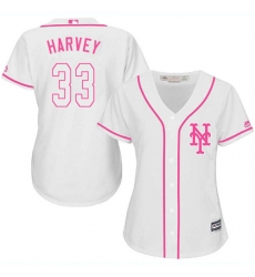 Women's Majestic New York Mets #33 Matt Harvey Authentic White Fashion Cool Base MLB Jersey
