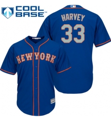 Youth Majestic New York Mets #33 Matt Harvey Authentic Royal Blue Alternate Road Cool Base MLB Jersey