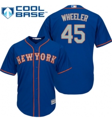 Youth Majestic New York Mets #45 Zack Wheeler Authentic Royal Blue Alternate Road Cool Base MLB Jersey