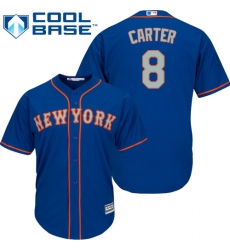 Men's Majestic New York Mets #8 Gary Carter Replica Royal Blue Alternate Road Cool Base MLB Jersey