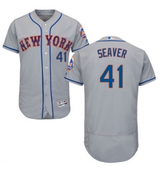Men's Majestic New York Mets #41 Tom Seaver Grey Road Flex Base Authentic Collection MLB Jersey