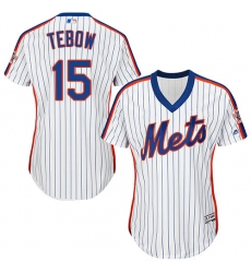 Women's Majestic New York Mets #15 Tim Tebow Replica White Alternate Cool Base MLB Jersey