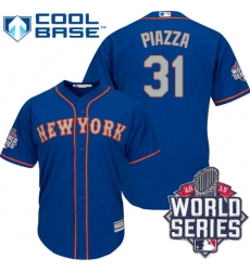 Men's Majestic New York Mets #31 Mike Piazza Replica Royal Blue Alternate Road Cool Base 2015 World Series MLB Jersey
