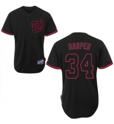Men's Majestic Washington Nationals #34 Bryce Harper Authentic Black Fashion MLB Jersey
