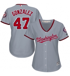 Women's Majestic Washington Nationals #47 Gio Gonzalez Authentic Grey Road Cool Base MLB Jersey
