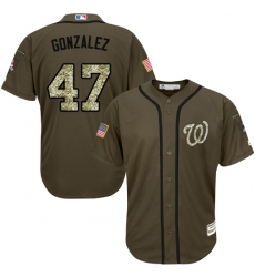 Youth Majestic Washington Nationals #47 Gio Gonzalez Authentic Green Salute to Service MLB Jersey