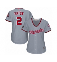 Women's Washington Nationals #2 Adam Eaton Authentic Grey Road Cool Base 2019 World Series Bound Baseball Jersey