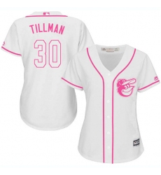 Women's Majestic Baltimore Orioles #30 Chris Tillman Replica White Fashion Cool Base MLB Jersey
