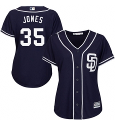 Women's Majestic San Diego Padres #35 Randy Jones Authentic Navy Blue Alternate 1 Cool Base MLB Jersey