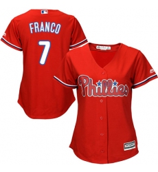 Women's Majestic Philadelphia Phillies #7 Maikel Franco Authentic Red Alternate Cool Base MLB Jersey