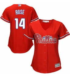 Women's Majestic Philadelphia Phillies #14 Pete Rose Replica Red Alternate Cool Base MLB Jersey
