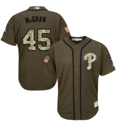 Men's Majestic Philadelphia Phillies #45 Tug McGraw Authentic Green Salute to Service MLB Jersey