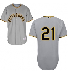 Men's Majestic Pittsburgh Pirates #21 Roberto Clemente Replica Grey 1953 Turn Back The Clock MLB Jersey