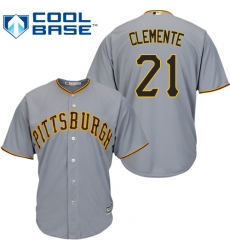 Women's Majestic Pittsburgh Pirates #21 Roberto Clemente Authentic Grey Road Cool Base MLB Jersey