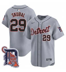 Men's Detroit Tigers #29 Tarik Skubal Gray Logo Vapor Premier Limited Stitched Baseball Jersey