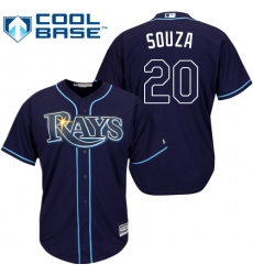 Youth Majestic Tampa Bay Rays #20 Steven Souza Replica Navy Blue Alternate Cool Base MLB Jersey