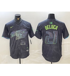 Men's Tampa Bay Rays #21 Jonny DeLuca Number Charcoal 2024 City Connect Limited Stitched Jersey