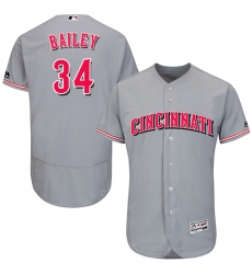 Men's Majestic Cincinnati Reds #34 Homer Bailey Grey Flexbase Authentic Collection MLB Jersey