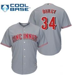 Youth Majestic Cincinnati Reds #34 Homer Bailey Authentic Grey Road Cool Base MLB Jersey
